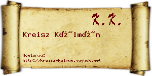 Kreisz Kálmán névjegykártya